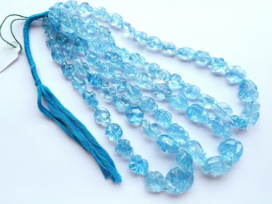 Natural Blue Topaz Smooth Twisted Tumble Beads