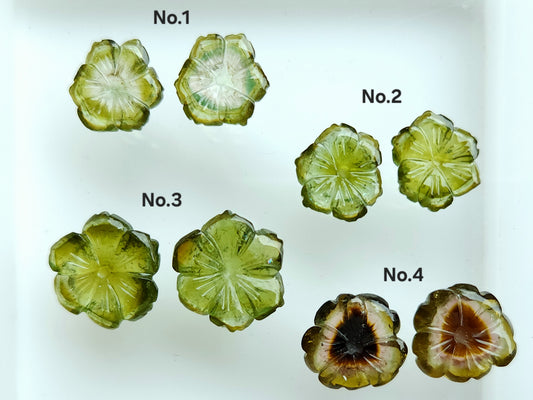 Natural Green Tourmaline Loose Flower Carvings