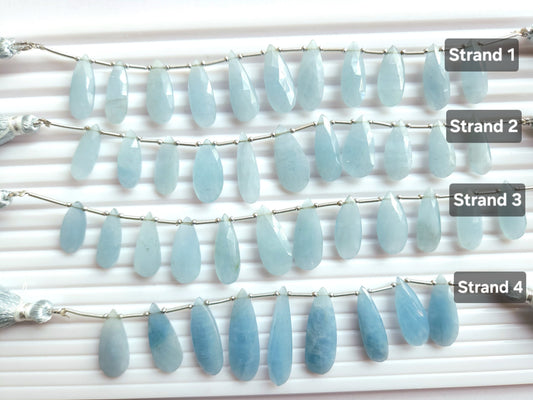 Natural Milky Aquamarine Faceted Pear briolette Beads