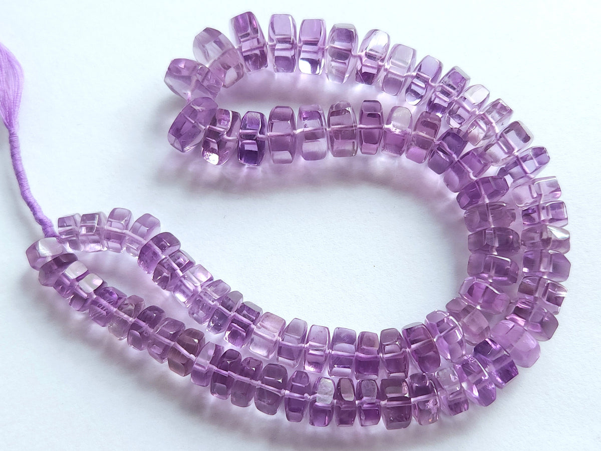 Natural Pink Amethyst Smooth Hexagonal Rondelle Beads