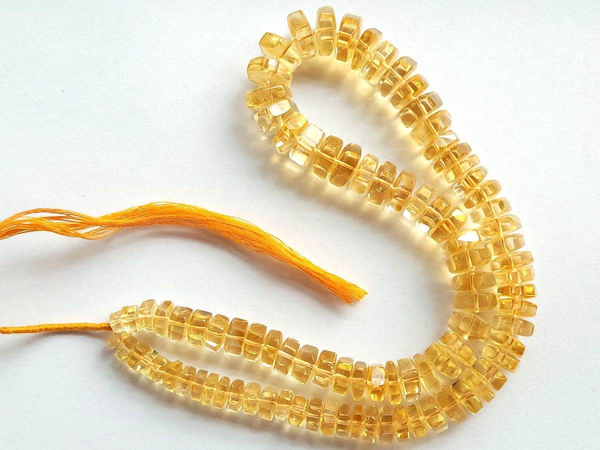 Natural Citrine Smooth Hexagonal Rondelle Beads
