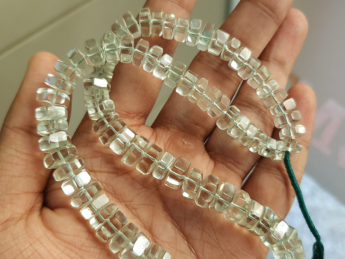 Natural Green Amethyst Smooth Hexagonal Rondelle Beads