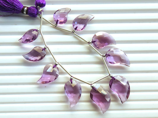 Natural Amethyst Faceted Mango Briolette Beads