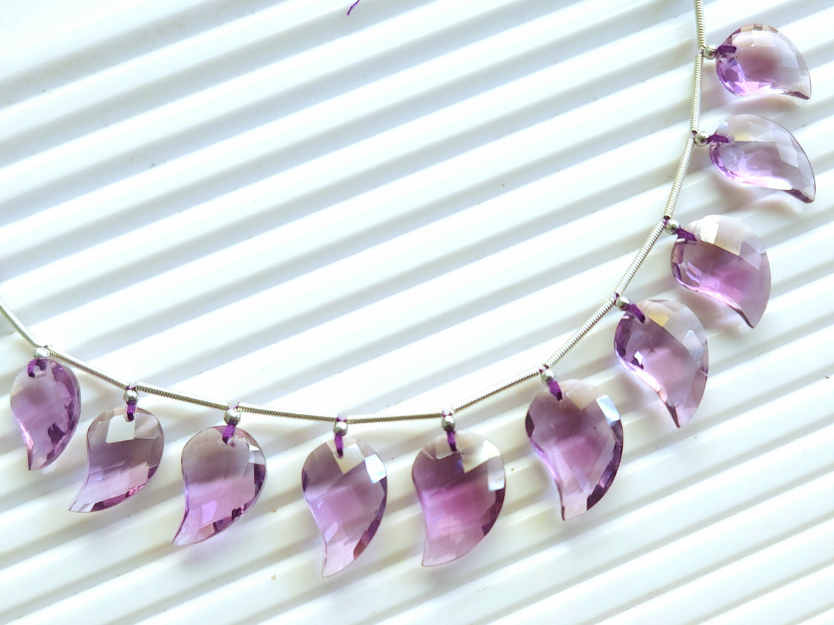 Natural Amethyst Faceted Mango Briolette Beads