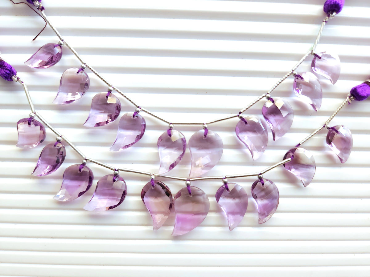 Natural Amethyst Faceted Mango Briolette Beads