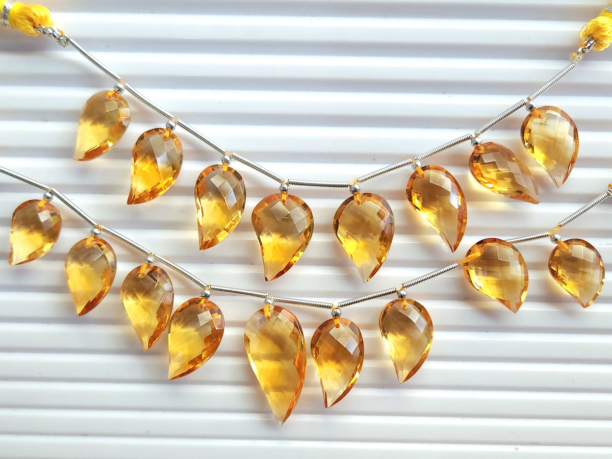 Natural Citrine Faceted Briolette Mango Beads