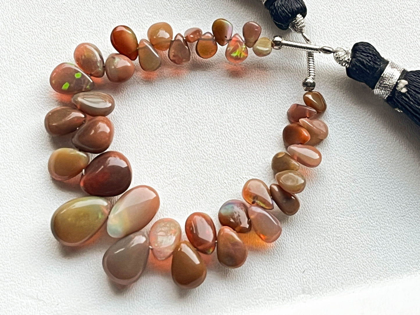 35 Pieces Ethiopian Opal Pear Shape Briolette, Natural Ethiopian Opal Gemstone, Opal Briolette, Opal Teardrops, 4 Inch, 3x4mm to 7x10mm BFYJ772-16 Beadsforyourjewelry