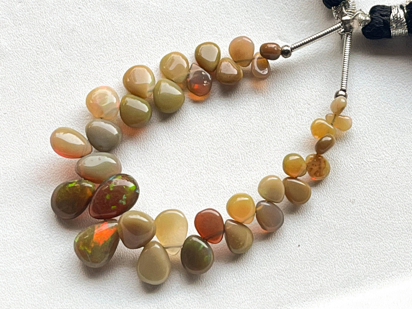 35 Pieces Ethiopian Opal Pear Shape Briolette, Natural Ethiopian Opal Gemstone, Opal Briolette, Opal Teardrops, 4 Inch, 3x4mm to 7x10mm Beadsforyourjewelry