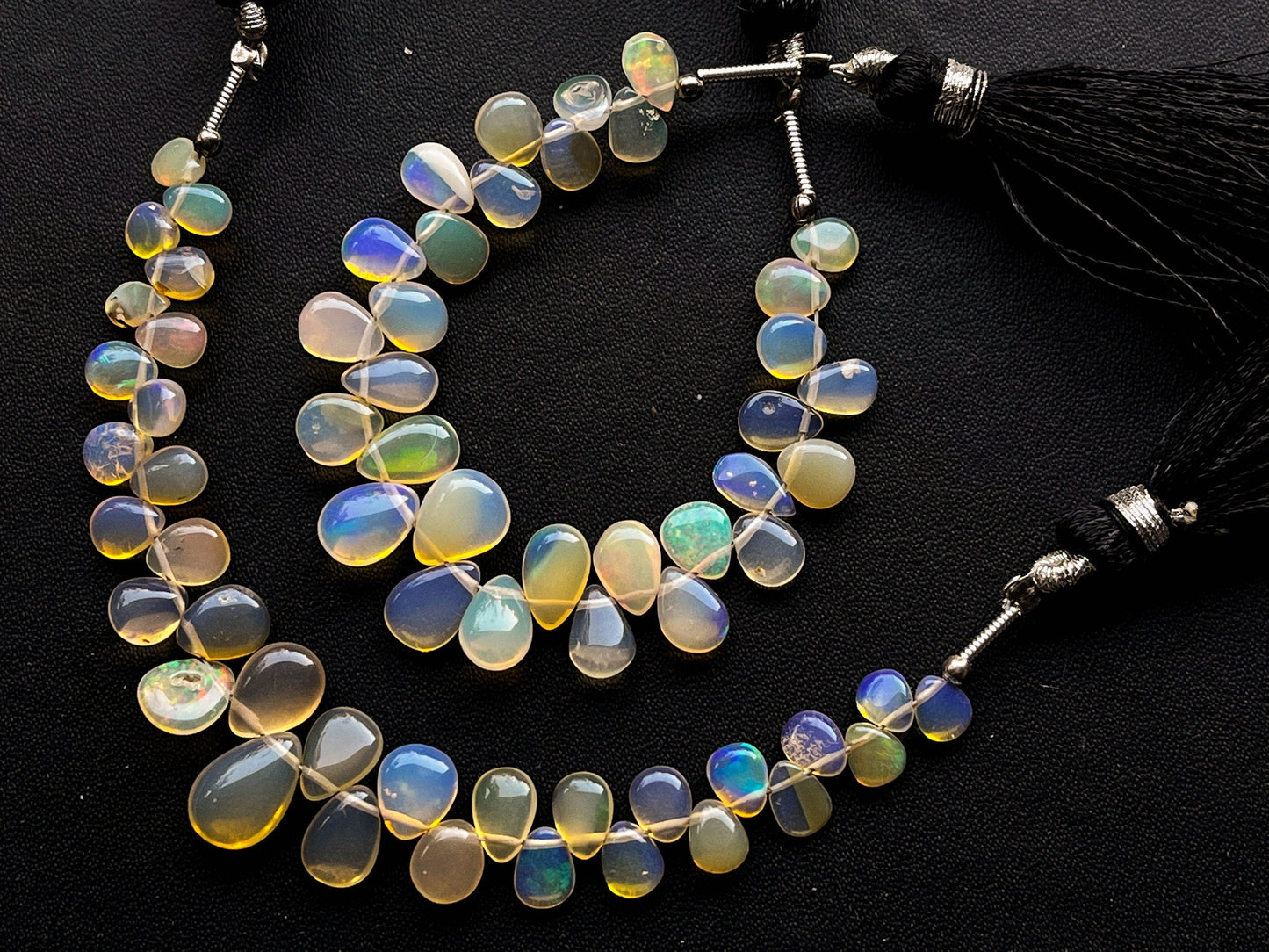 35 Pieces Ethiopian Opal Pear Shape Briolette, Natural Ethiopian Opal Gemstone, Opal Briolette, Opal Teardrops, 4 Inch, 4x6mm to 7x9mm Beadsforyourjewelry