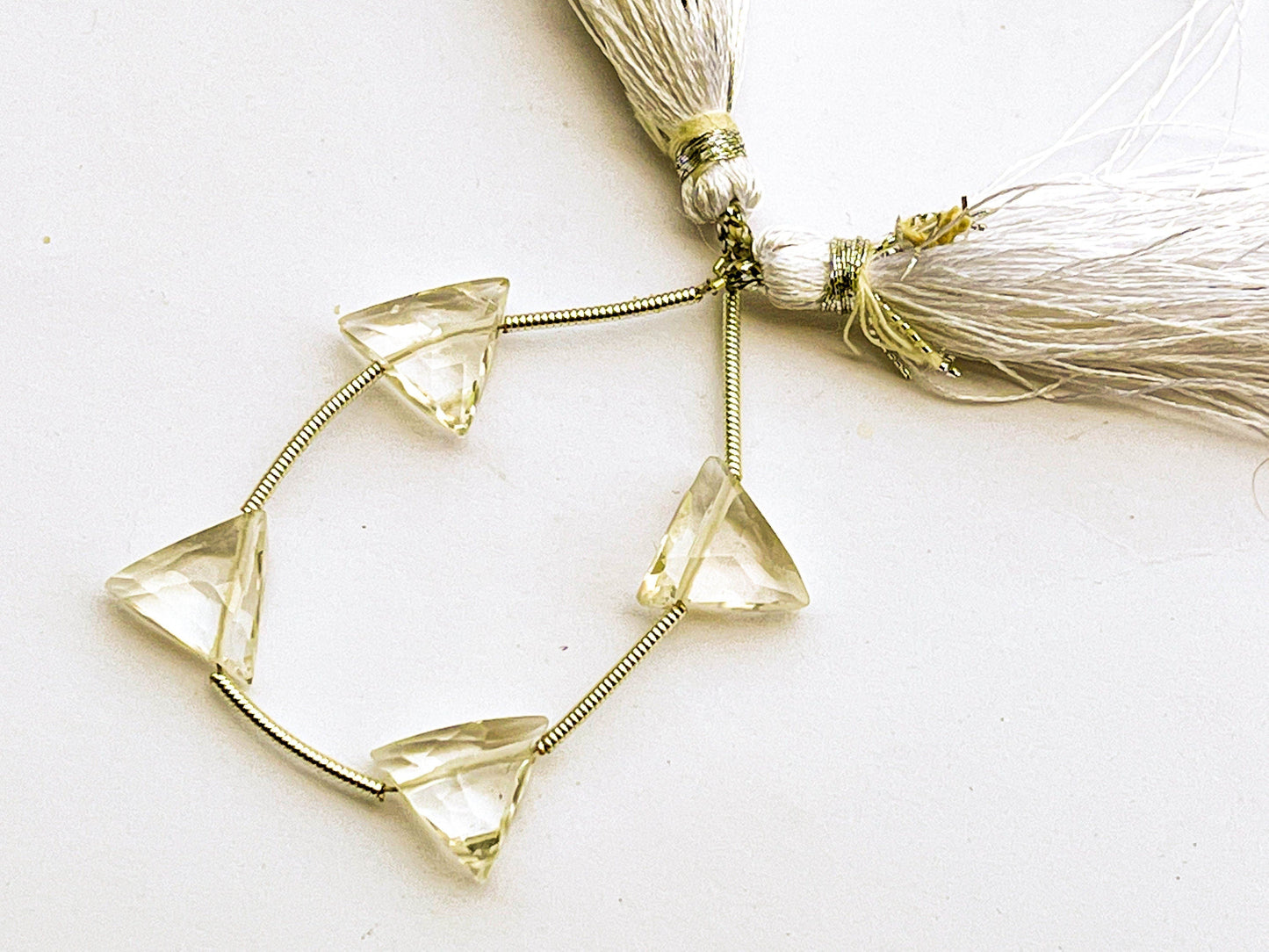 4 pieces CRYSTAL Triangle Shape Faceted Briolette Beads, Natural Crystal Gemstone Beads, Crystal Briolette, 10x10mm Beadsforyourjewelry