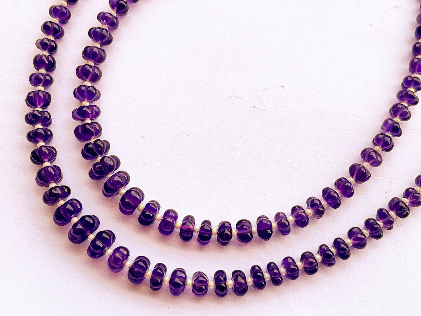 55 pieces AMETHYST Carved Melons beads, Natural Amethyst Beads, Amethyst Carving, Amethyst Gemstone, Amethyst Melons, 5mm to 8mm, 11 Inches Beadsforyourjewelry