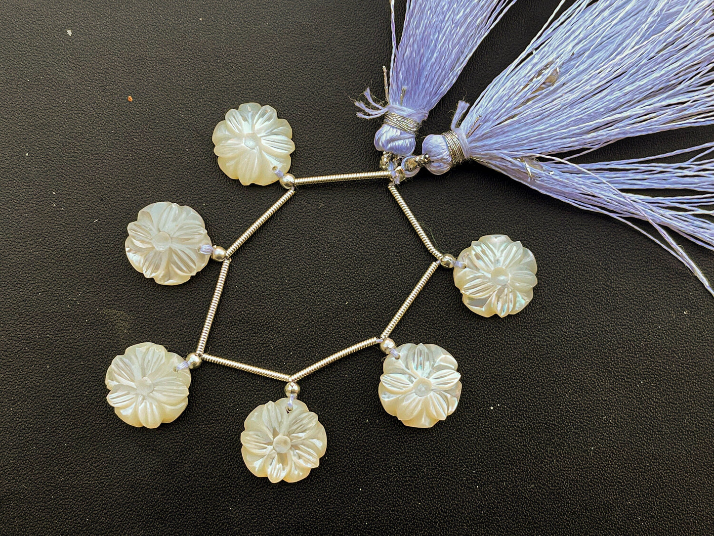 6 Pieces Mother of Pearl Flower Carved Beads | Natural Pearl carving | MOP Carving Beads | Design 4 Beadsforyourjewelry