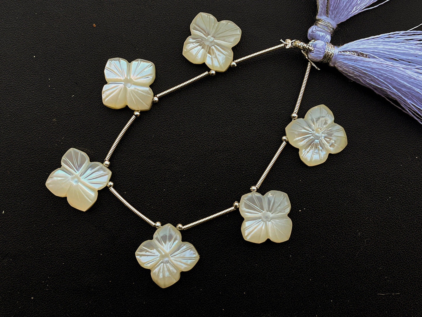 6 Pieces Mother of Pearl Flower Carved Beads | Natural Pearl carving | MOP Carving Beads | Design 5 Beadsforyourjewelry