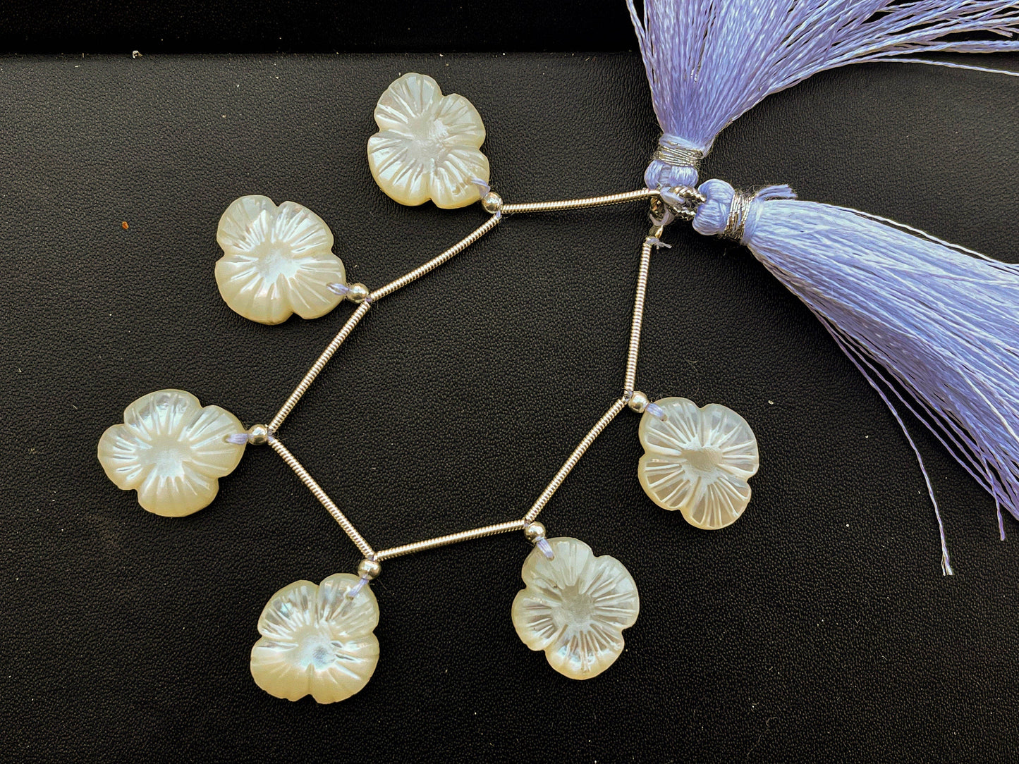 6 Pieces Mother of Pearl Flower Carved Beads | Natural Pearl carving | MOP Carving Beads | Design 6 Beadsforyourjewelry