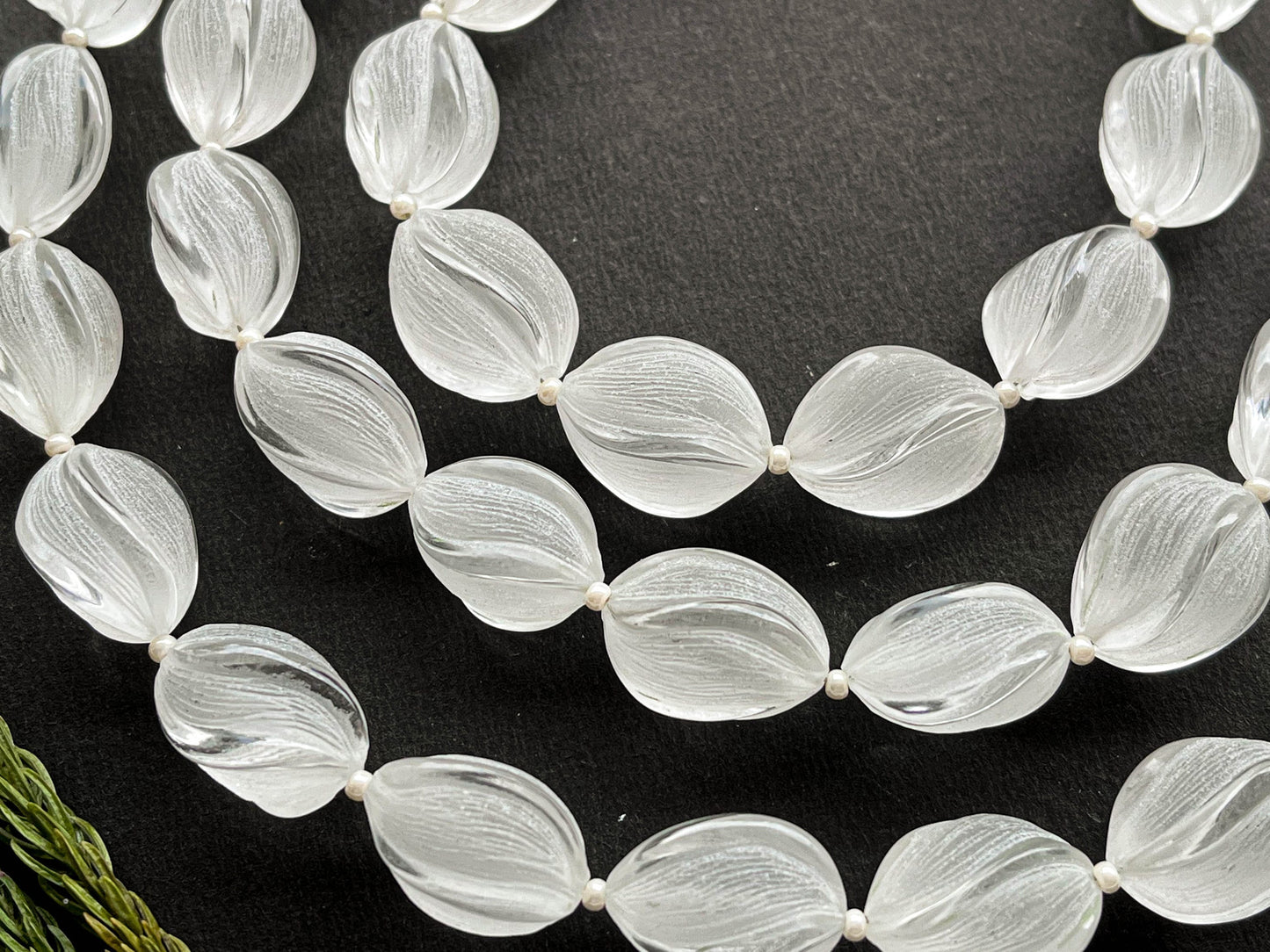 7 Inch Natural Crystal Carved Frosted Beads Beadsforyourjewelry