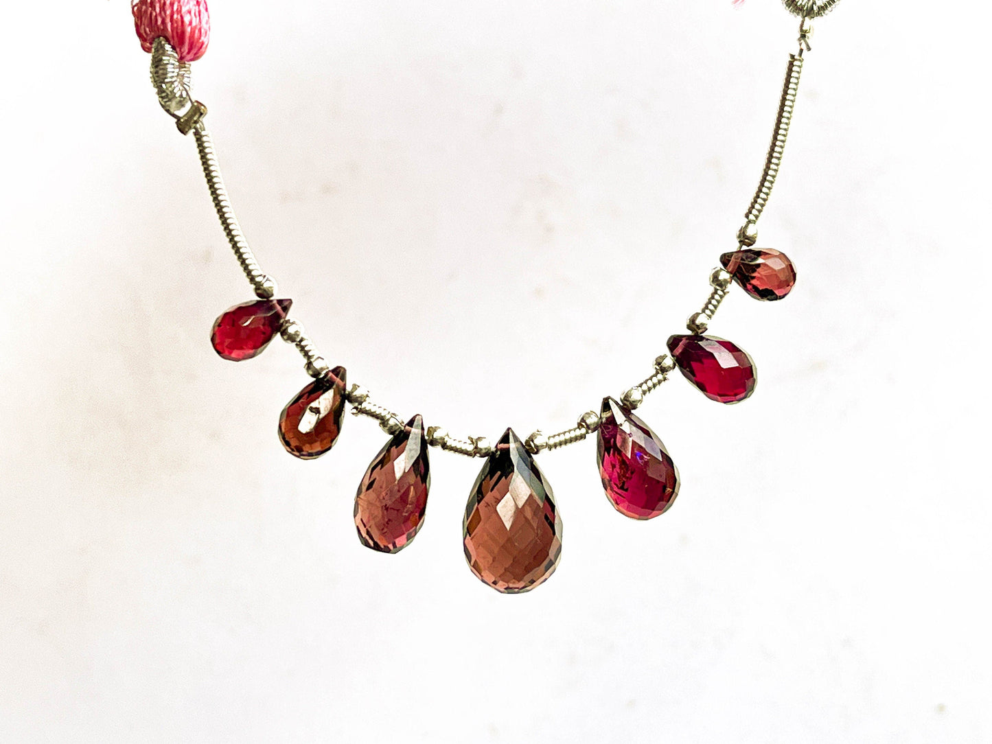 7 Pieces Pink Tourmaline Faceted Drops Beadsforyourjewelry