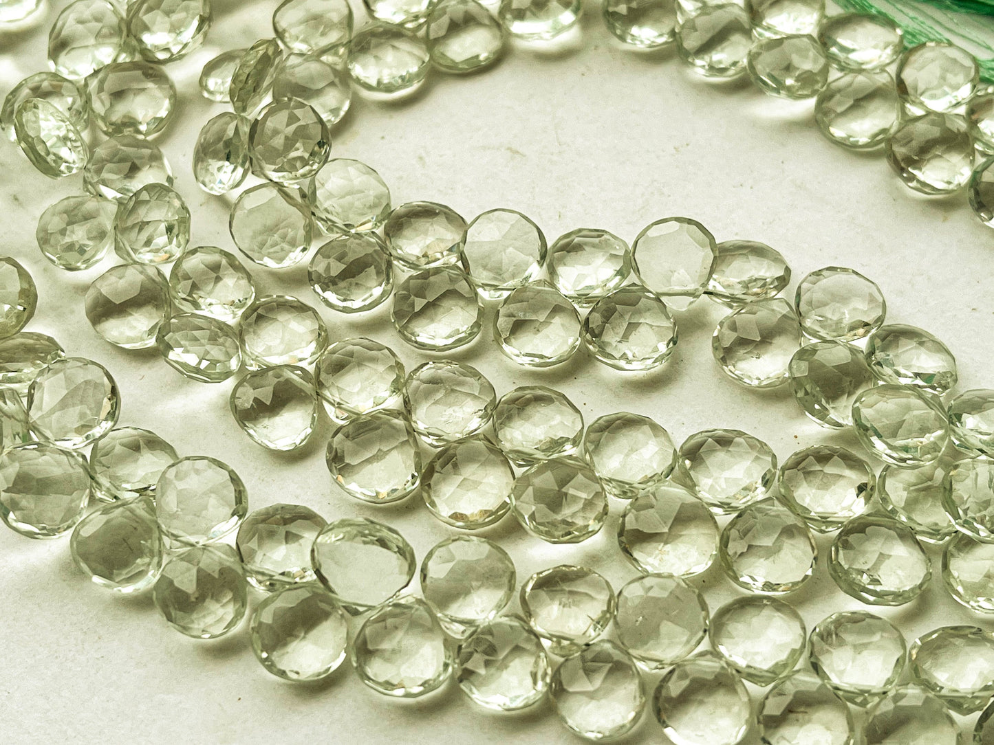 8 Inch Green Amethyst Faceted Heart Shape Briolette Beads Beadsforyourjewelry
