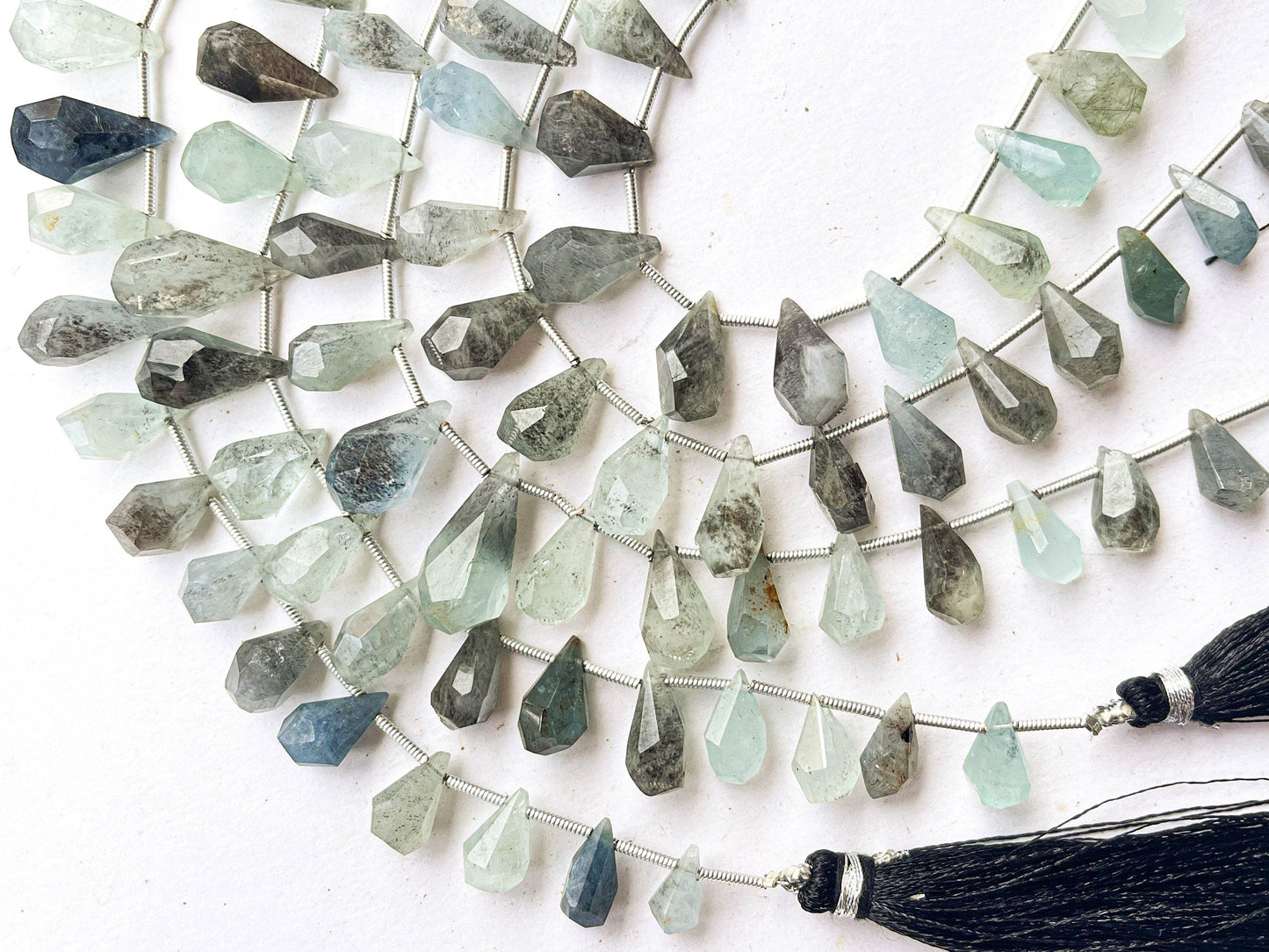 8 Inch Moss Aquamarine Drops uneven tumble shape Beadsforyourjewelry