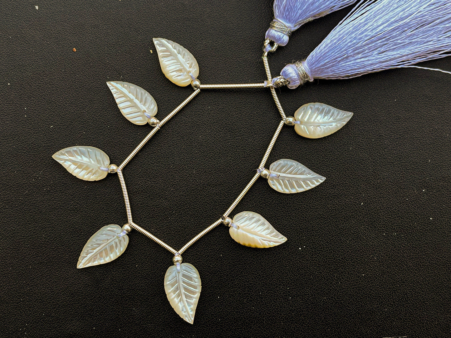8 Pieces Mother of Pearl Leaf Carved Beads | Natural Pearl carving | MOP Carving Beads | Design 2 Beadsforyourjewelry