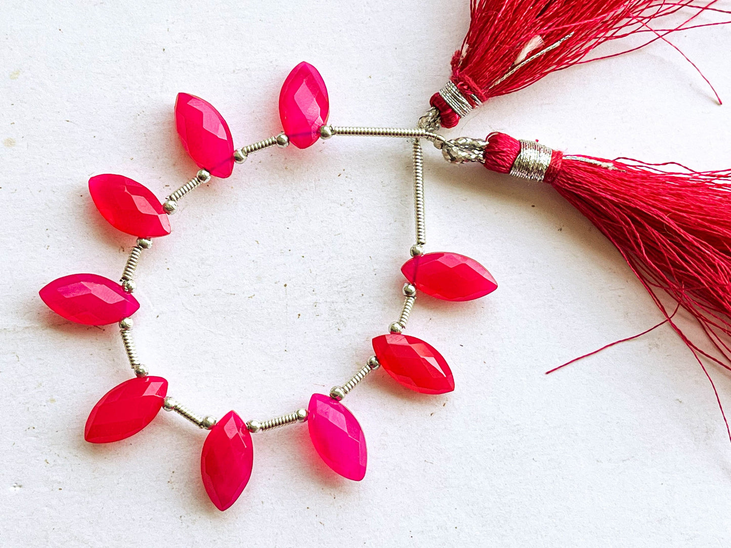 9 Pieces Hot Pink Chalcedony Marquise Shape Faceted Briolette, 6x12mm Beadsforyourjewelry