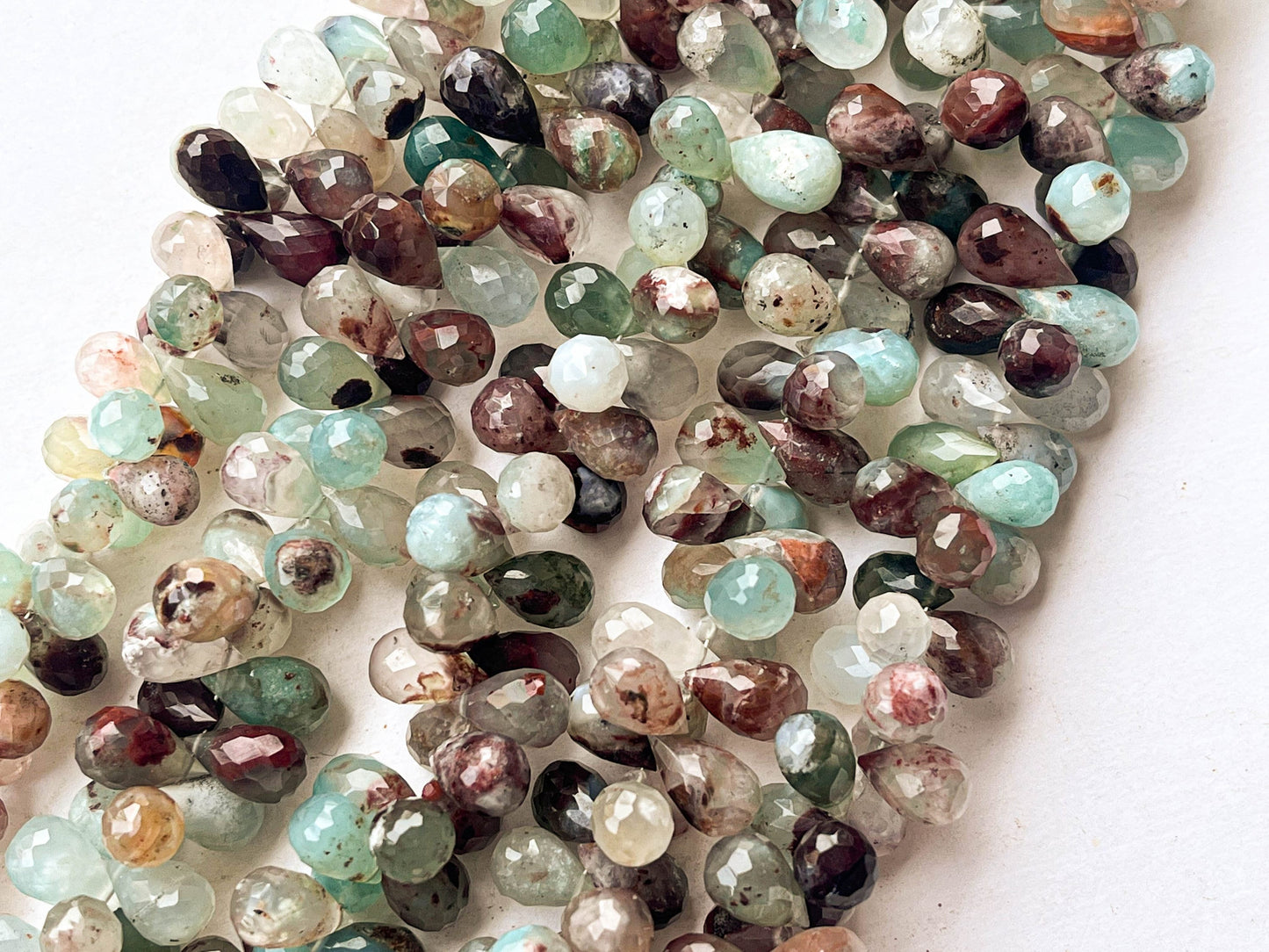 AAA 7 Inch Aquaprase Faceted Drops Beadsforyourjewelry