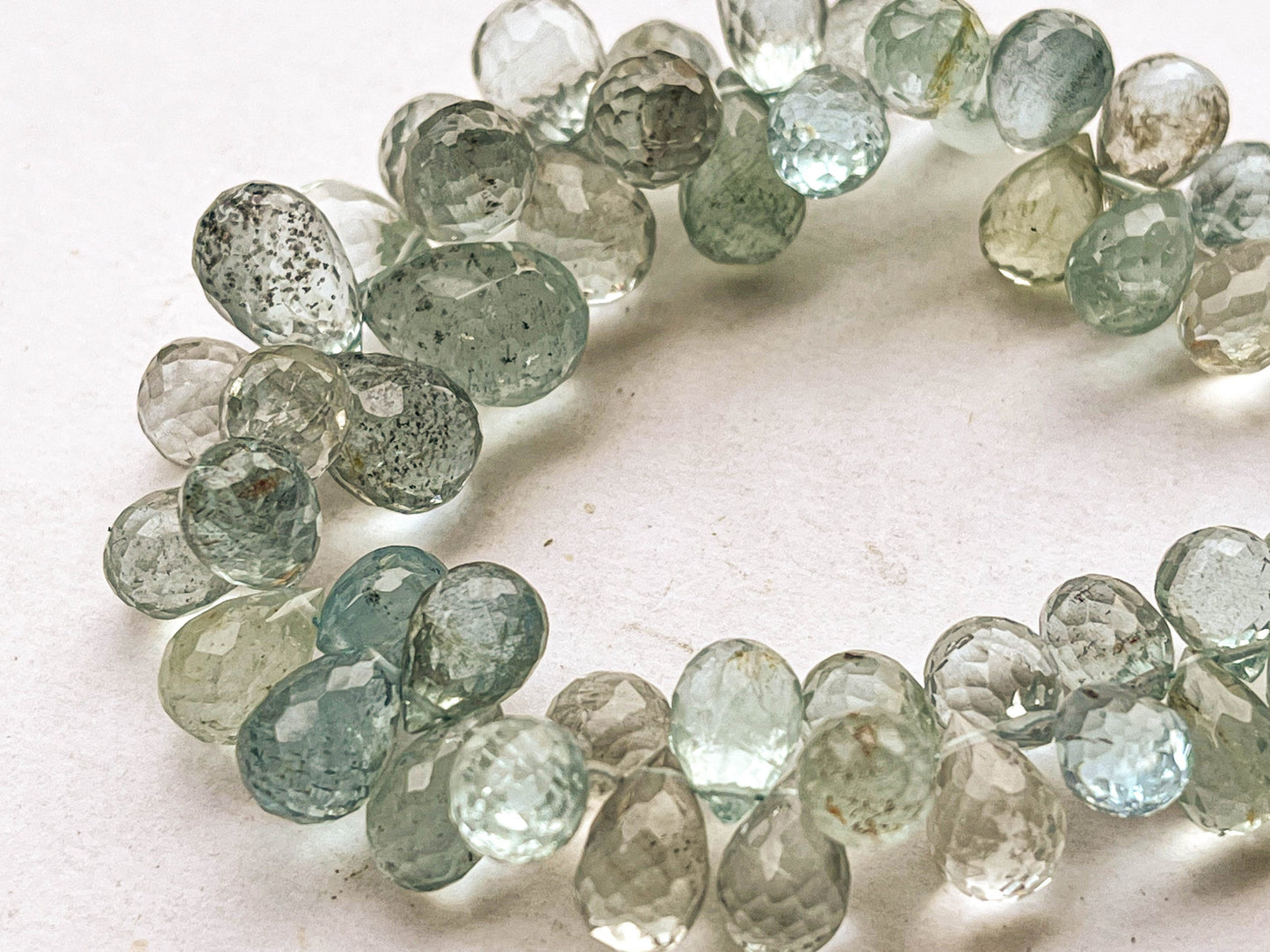 AAA 7 Inch Moss Aquamarine Drops Beadsforyourjewelry