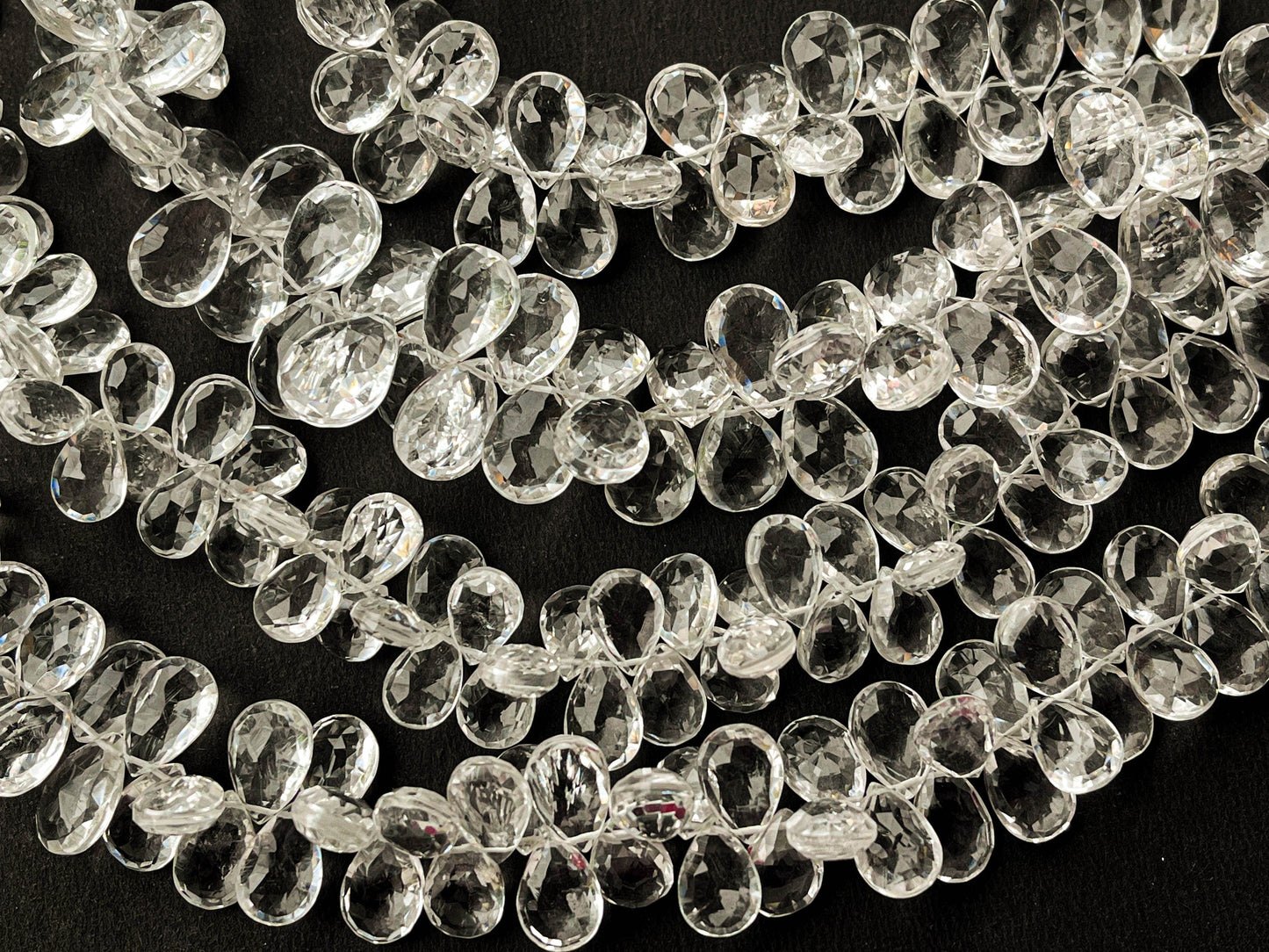 AAA 8 Inch Crystal Briolette Faceted Pear Shape Beadsforyourjewelry