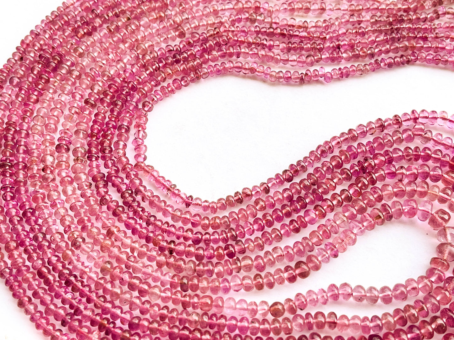 AAA Pink Tourmaline Smooth Rondelle Shape Beads Beadsforyourjewelry