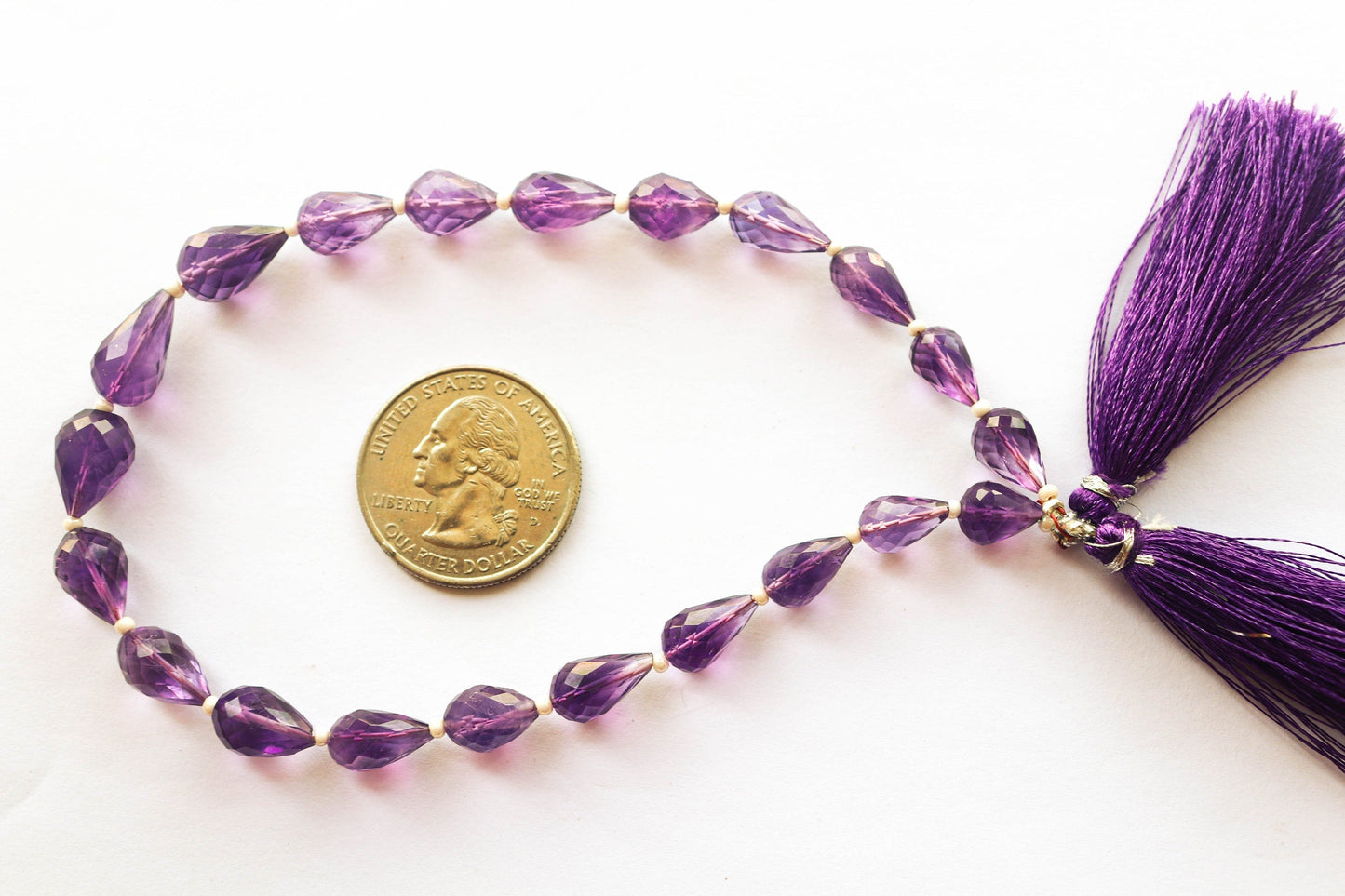 Amethyst Faceted Drops | 5x7mm to 8x12mm | 10 inch | 22 Pieces | Center Drill | Natural gemstone beads | Beadsforyourjewellery Beadsforyourjewelry