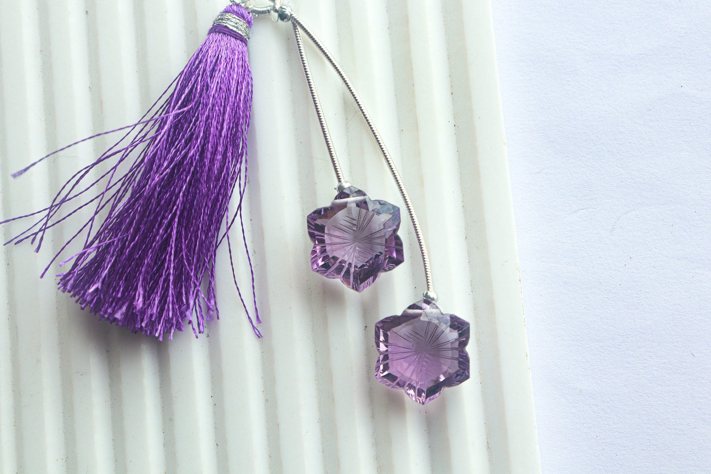 Amethyst Flower Carving | Matching Pair | 14x16mm | Natural Gemstone | Beadsforyourjewellery Beadsforyourjewelry