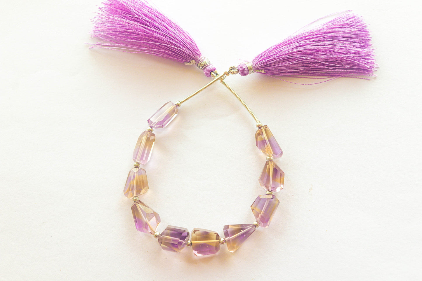 Ametrine Beads Uneven Shape Faceted Tumbles | 6x12mm-10x12mm | 10 Pieces | 5 inch | High Quality Ametrine Gemstone | Beadsforyourjewellery Beadsforyourjewelry