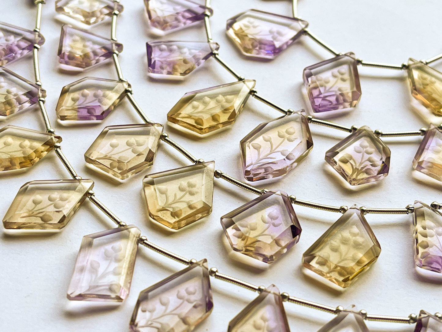 Ametrine Faceted Slice Back Flower Carving Beads Beadsforyourjewelry