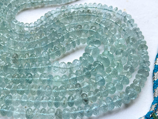 Aquamarine Beads Faceted Rondelle Shape Beadsforyourjewelry