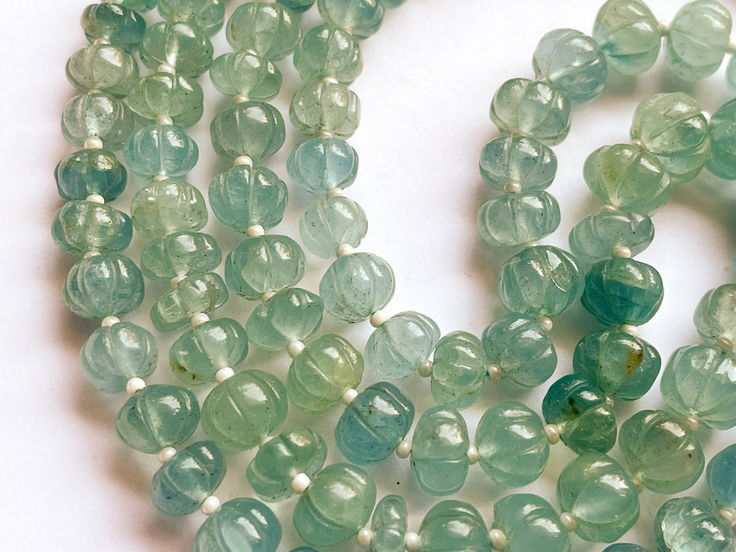 Aquamarine Carved Melons Beadsforyourjewelry