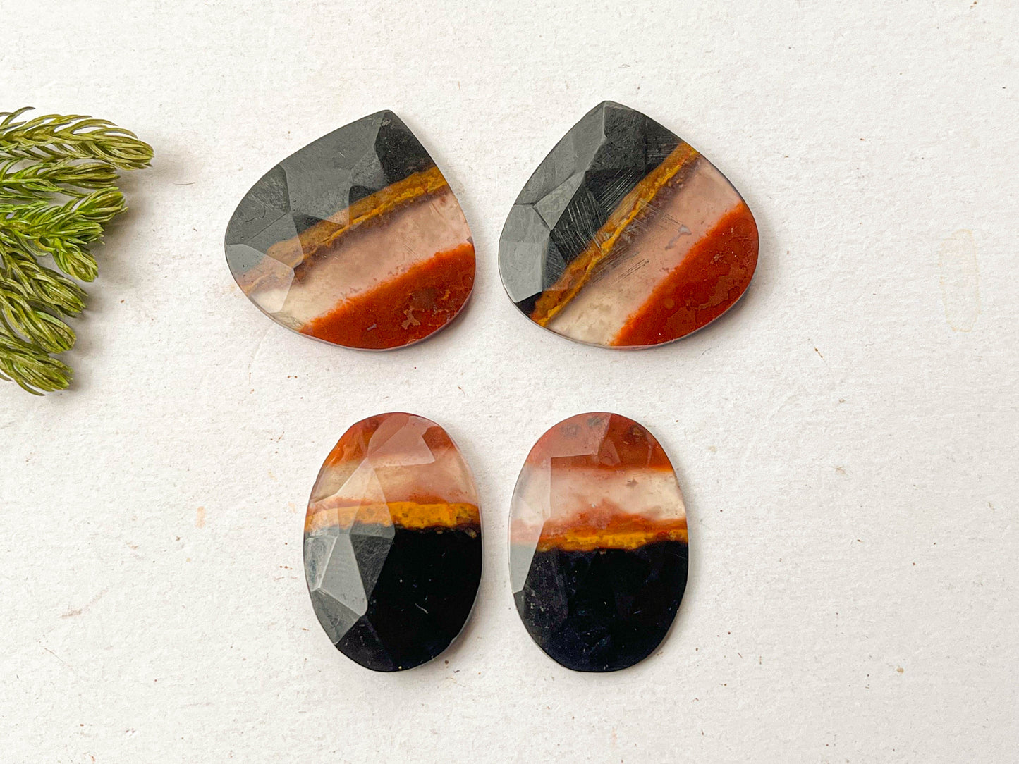 Banded Agate Rose Cut Pair Beadsforyourjewelry