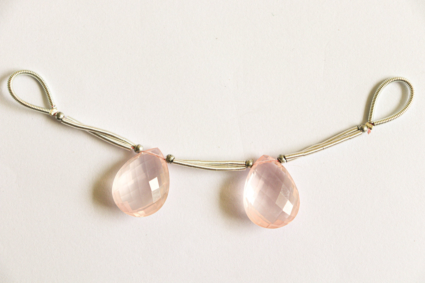 Beautiful! Rose Quartz Pear Briolette Faceted | Matching Pair | 15x20mm | 2 Pieces | Side Drill | Natural Gemstone Beads for jewelry making Beadsforyourjewelry