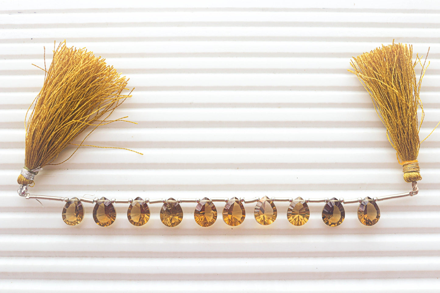 Beer Quartz Pear Shape Concave Cut Beads | 8x10mm | 5 inch | Side Drill | Natural Gemstone for Jewelry | Beadsforyourjewellery Beadsforyourjewelry