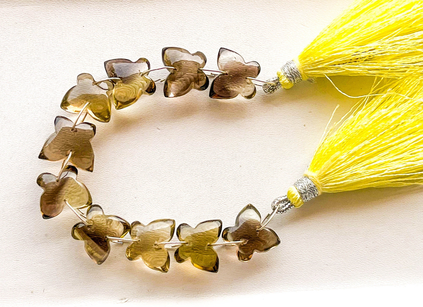 Bi Color Lemon Quartz Smooth Butterfly Shape Double Drill Beads, Rare Gemstone Design for Jewelry Making, 10x12mm, 10 Pieces String Beadsforyourjewelry