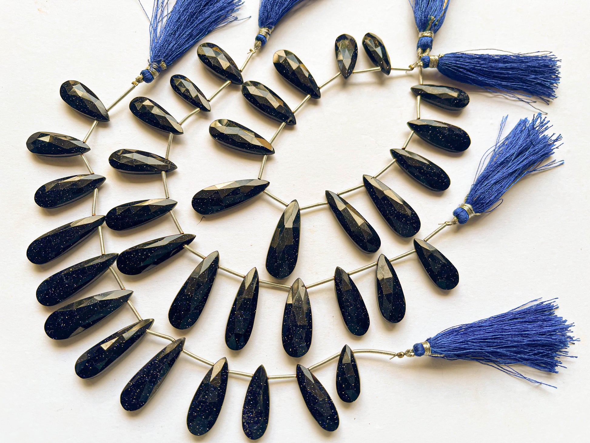 Blue Sunstone Faceted Long Pear Shape Briolette Beadsforyourjewelry
