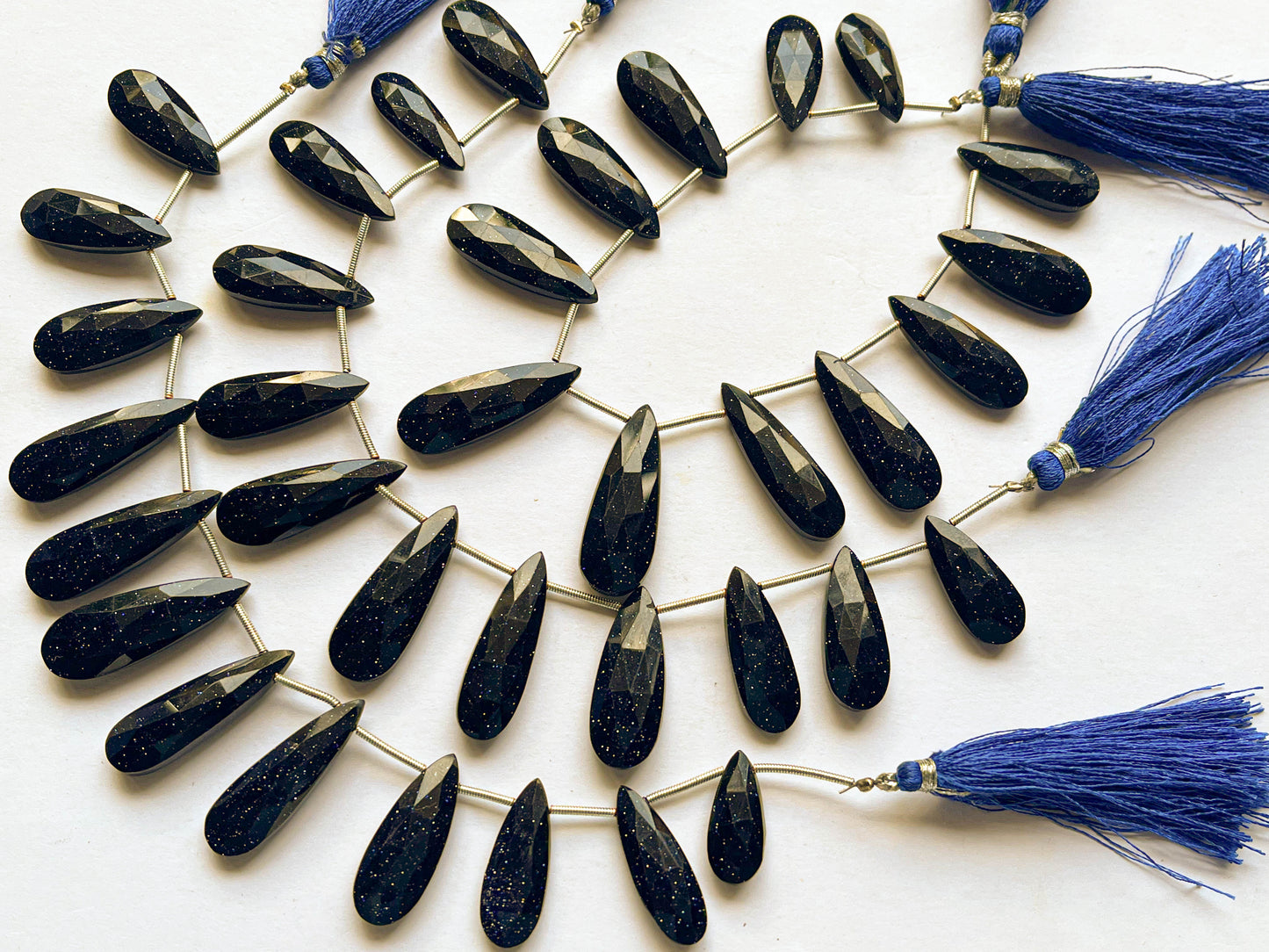 Blue Sunstone Faceted Long Pear Shape Briolette Beadsforyourjewelry