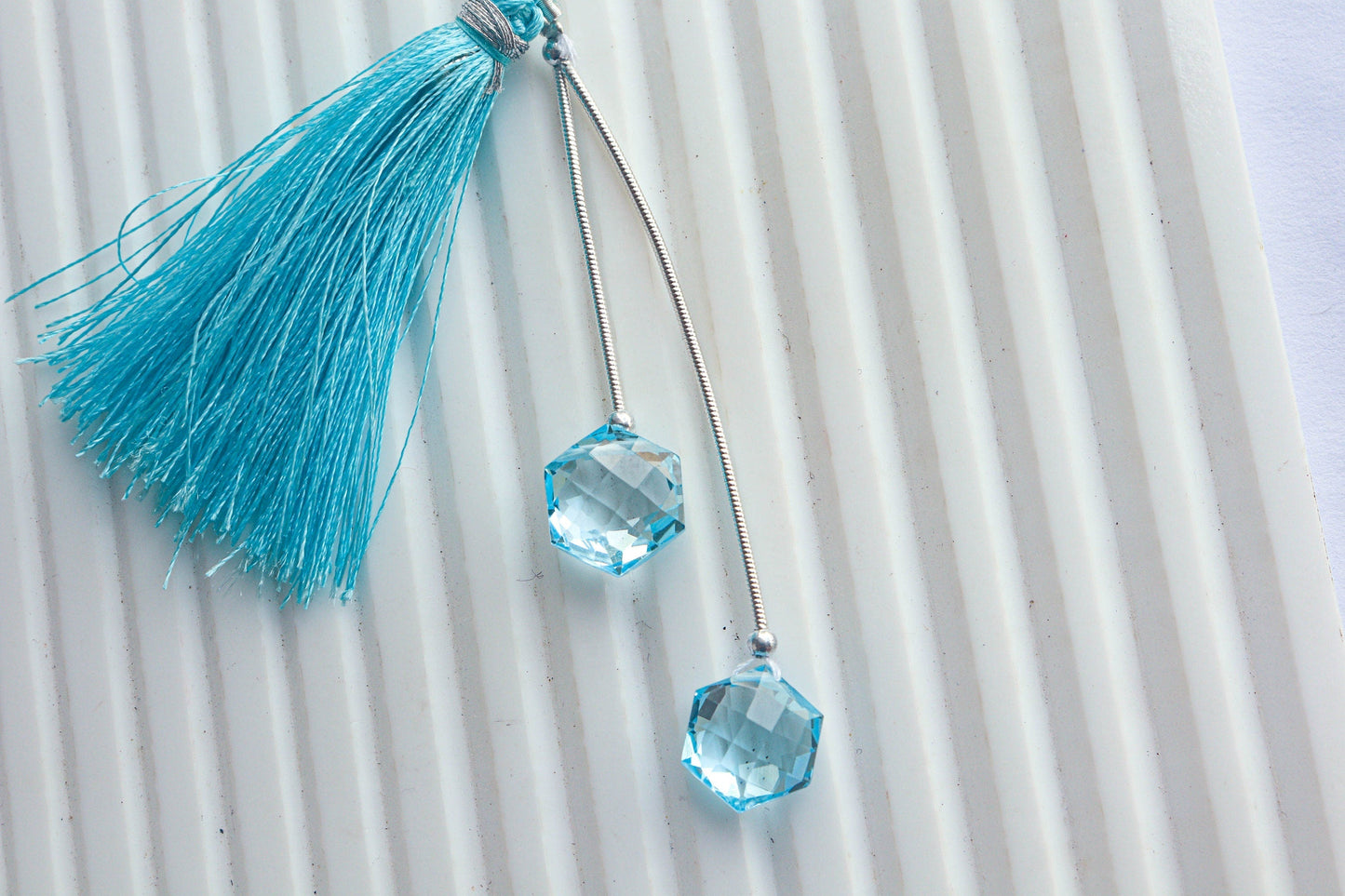Blue Topaz Faceted Hexagon Shape | Matching Pair | 11x11mm | Natural Gemstone | Beadsforyourjewellery Beadsforyourjewelry