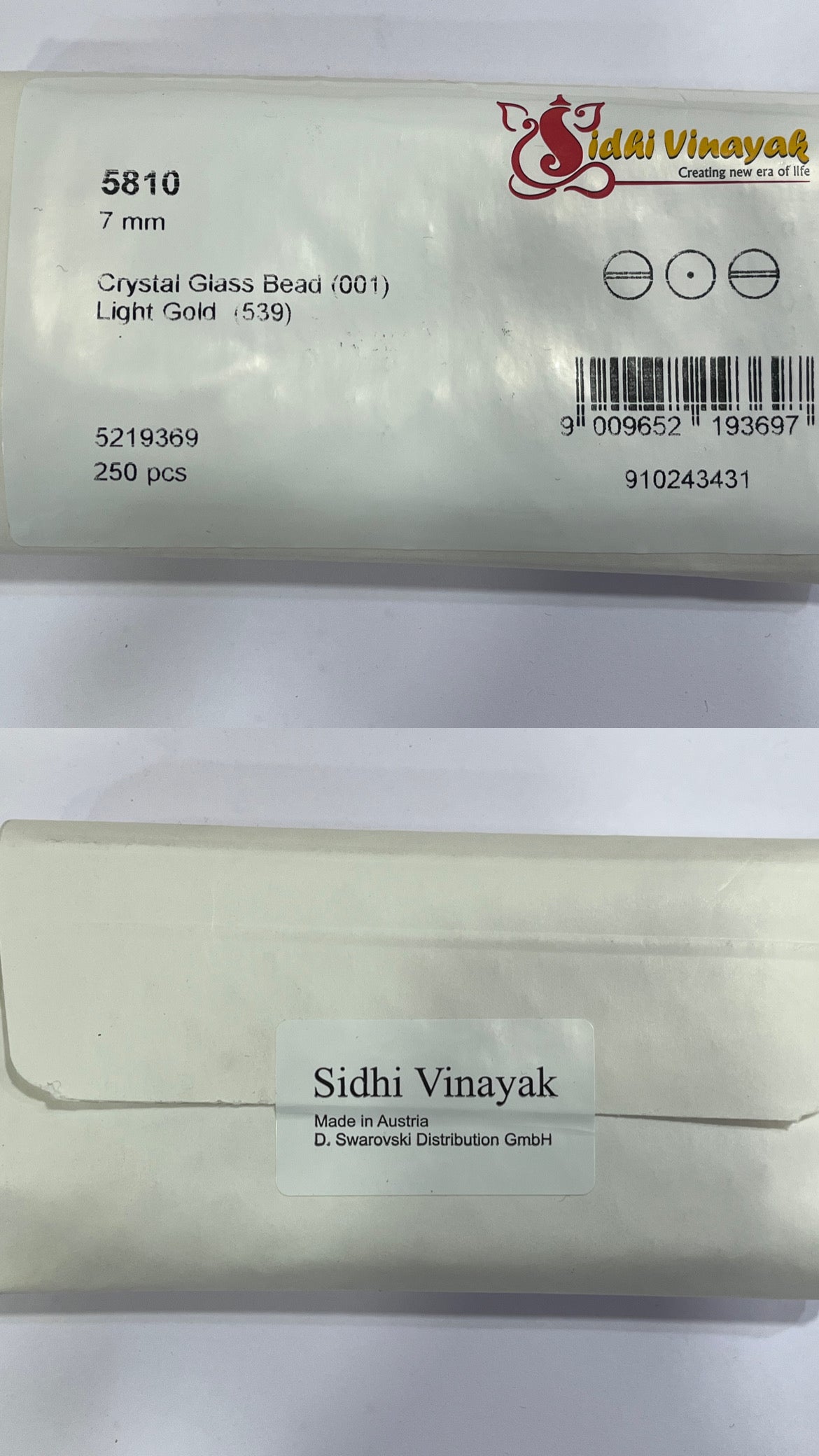 2mm Crystal Light Gold (001 539) Genuine Swarovski 5810 Pearls Round Beads