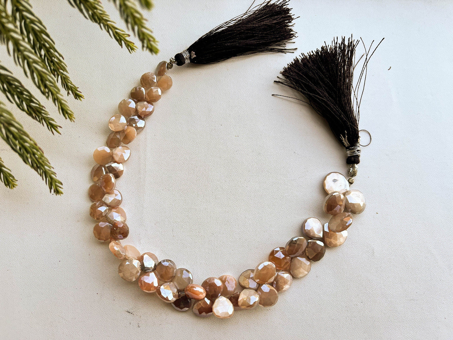 Chocolate Moonstone Coated Faceted Heart Briolette Beads | Shiny Chocolate Color | Beadsforyourjewelry Beadsforyourjewelry