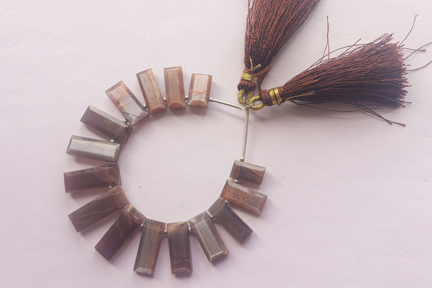 Chocolate Moonstone Faceted Rectangle Shape Drops BFYJ1375-1 Beadsforyourjewelry