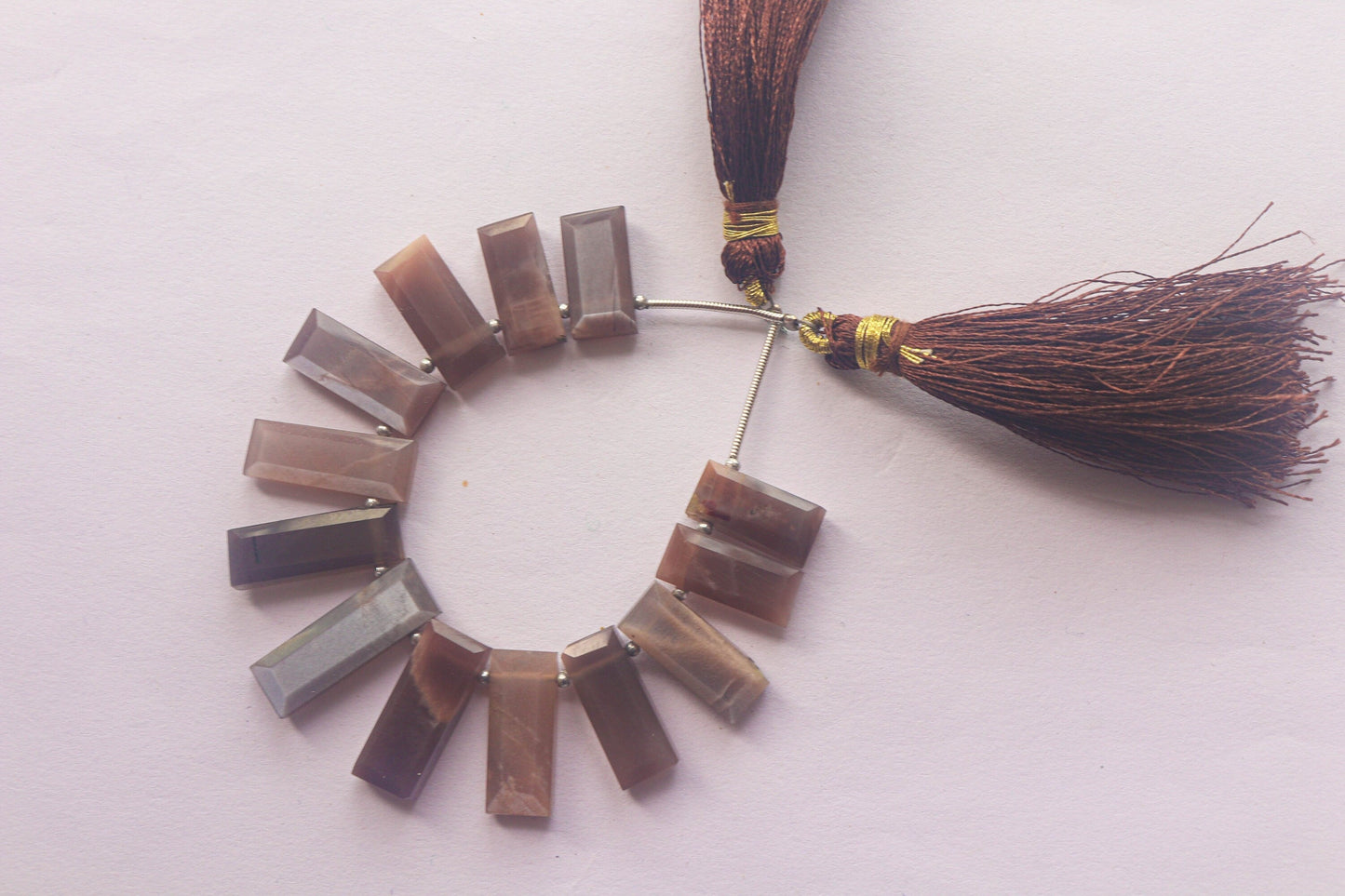 Chocolate Moonstone Faceted Rectangle Shape Drops BFYJ1375-2 Beadsforyourjewelry