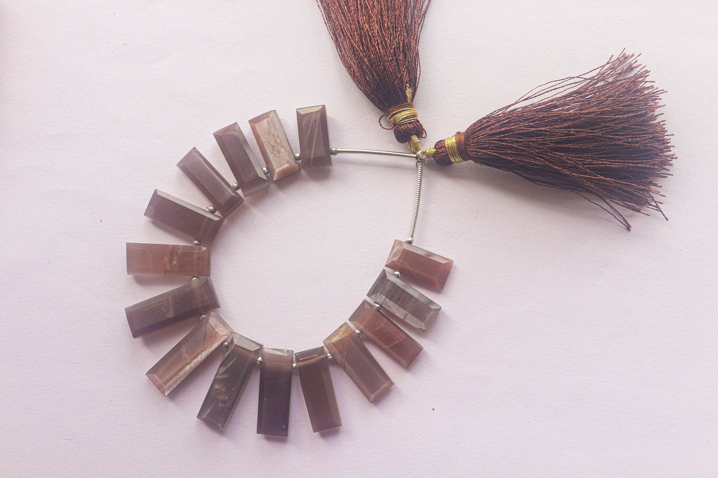 Chocolate Moonstone Faceted Rectangle Shape Drops BFYJ1375-3 Beadsforyourjewelry