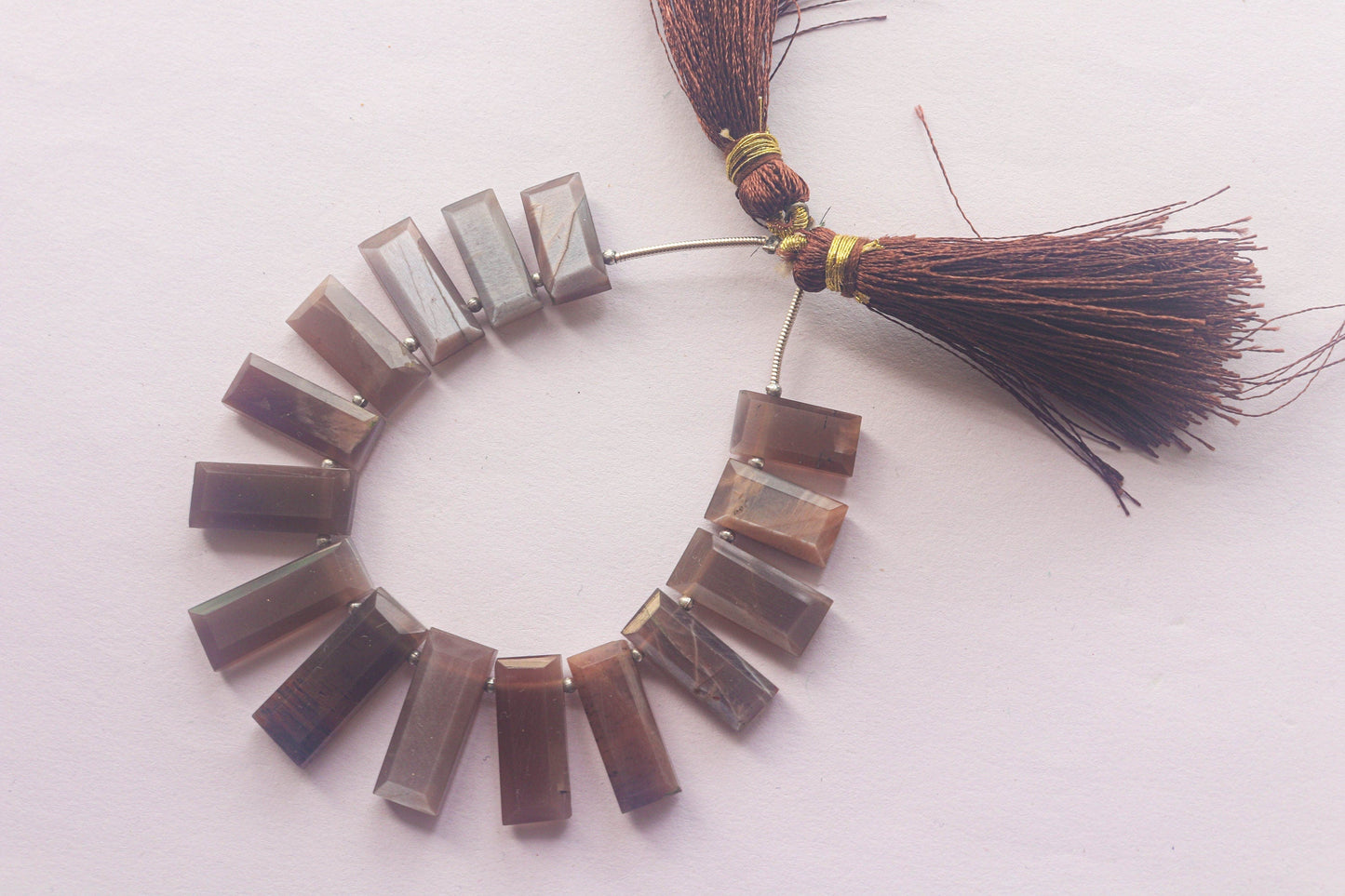 Chocolate Moonstone Faceted Rectangle Shape Drops BFYJ1375-4 Beadsforyourjewelry