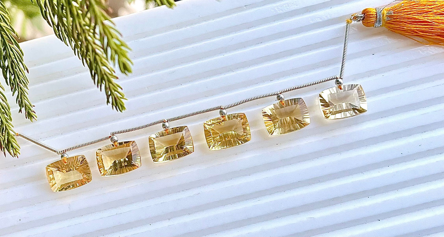 Citrine Baguette Cushion Shape Concave Cut Beads Beadsforyourjewelry
