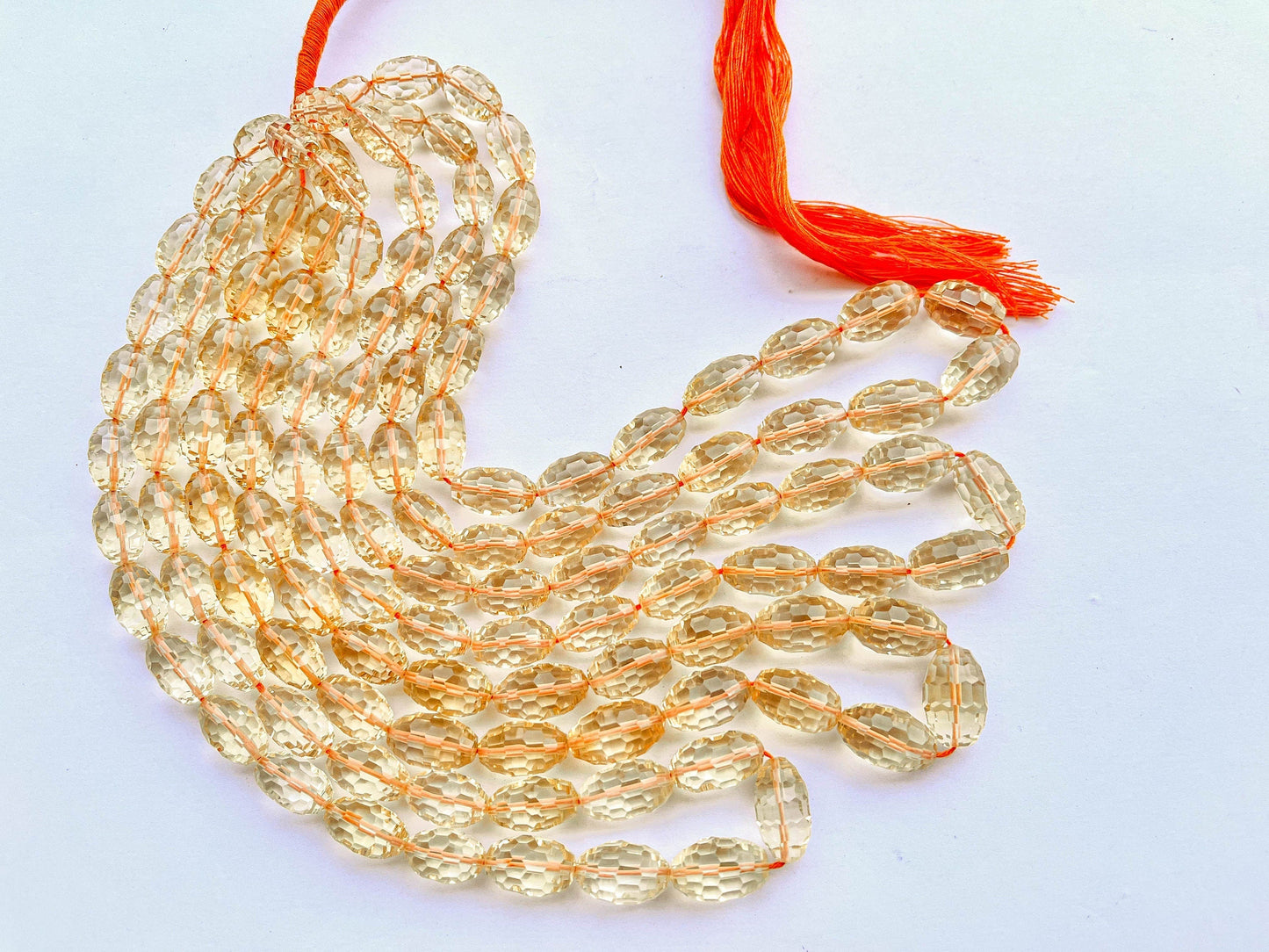 Citrine Concave Cut Egg Shape Briolette Beads, Natural Gemstone Beads, 7x12mm to 10x16mm, 16 Inches String, 28 Pieces, Center Drill Beadsforyourjewelry