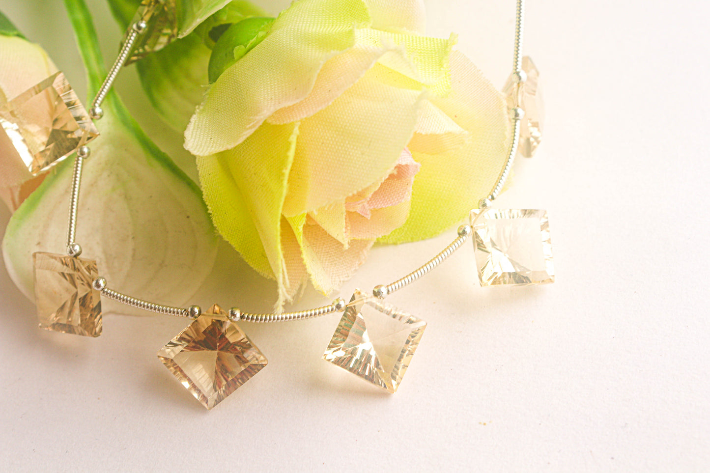 Citrine Concave cut Square Shape Beads Beadsforyourjewelry